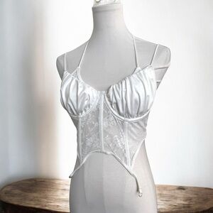 Elegant corset White Lace Bustier S Cottagecore Fairycore coquette